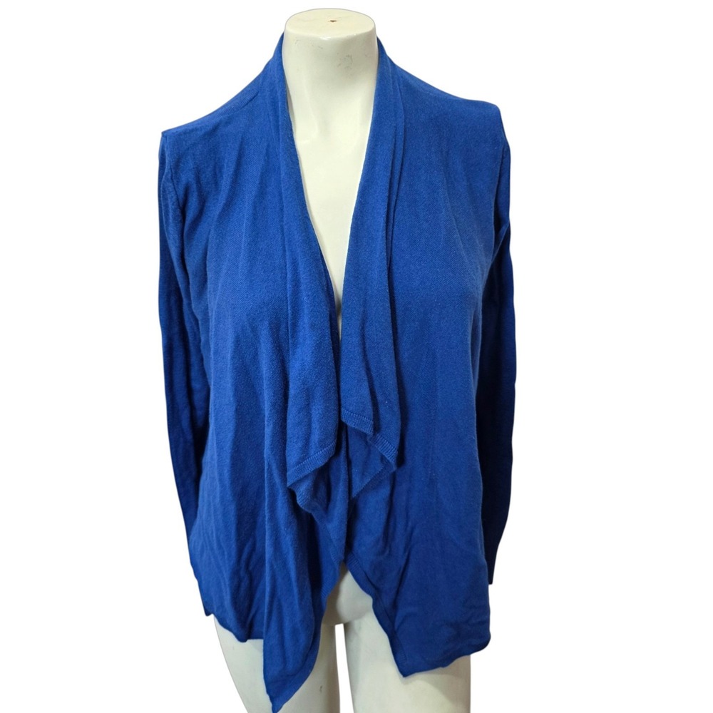 Cobalt Blue Waterfall Cardigan Womens Open Front Draped Long Sleeve Lightweight